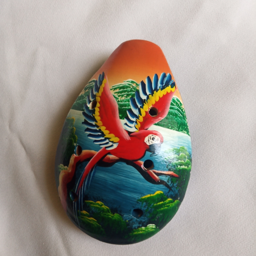 Peruvian carved painted ocarina